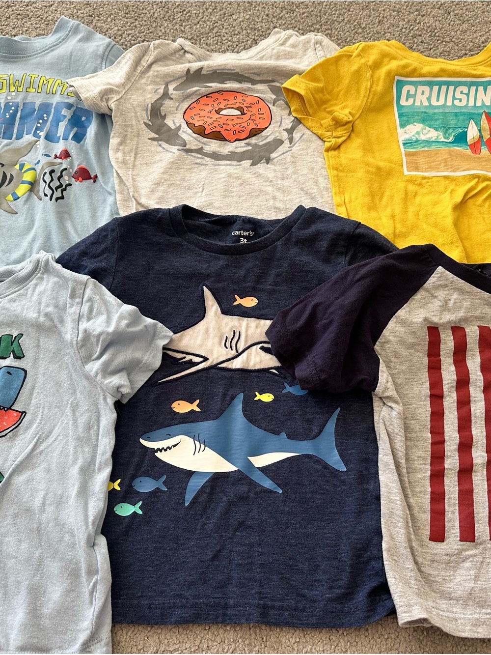 Carter's Navy Shark Tee with Multicolor Fish Accents